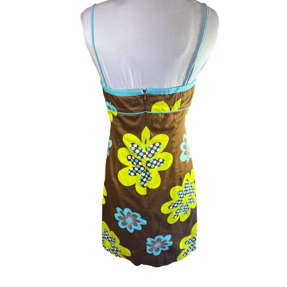 Becky & Max Floral Sleeveless Spaghetti Strap Dress Brown/Yellow/Blue - Picture 3 of 11